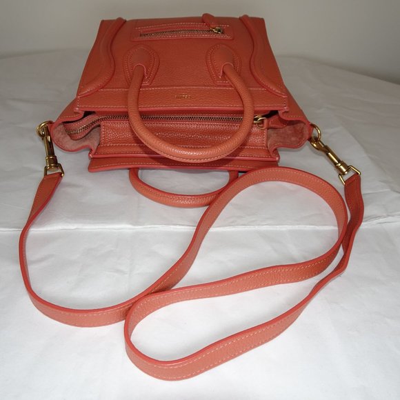 Celine Orange Caviar Leather Nano Shoulder Bag Year 2020 - Picture 4 of 14